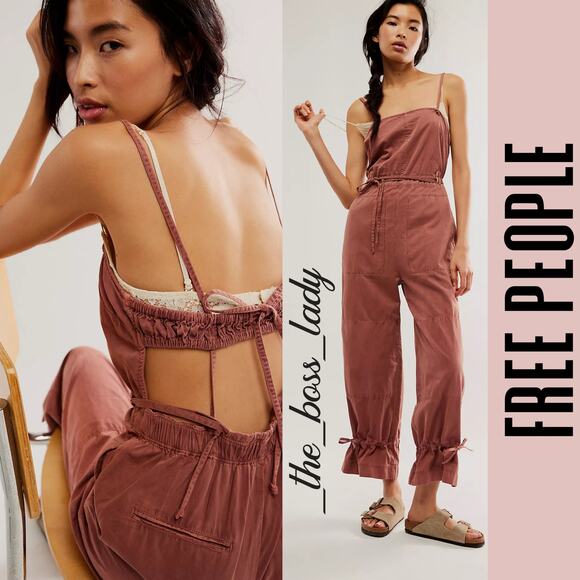 Free People jumpsuit one piece romper wide-leg onesie casual Large - Picture 1 of 9